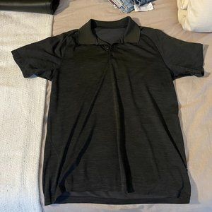 Lululemon Metal Vent Tech Polo Large Graphite Grey Black Short Sleeve Golf L